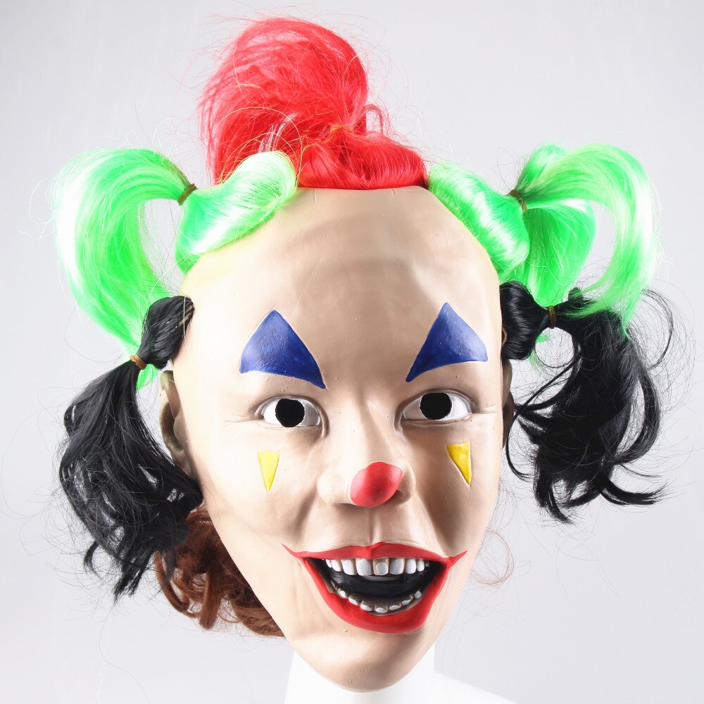   ҷ ũ Ǫ Ŀ Ŀ Ȱ ȣ    Ӹ ũ MJ065 /Adult Size Halloween Mask Spoof Circus Joker Easter Horror Bar Zombies Long Hair Masks Fo